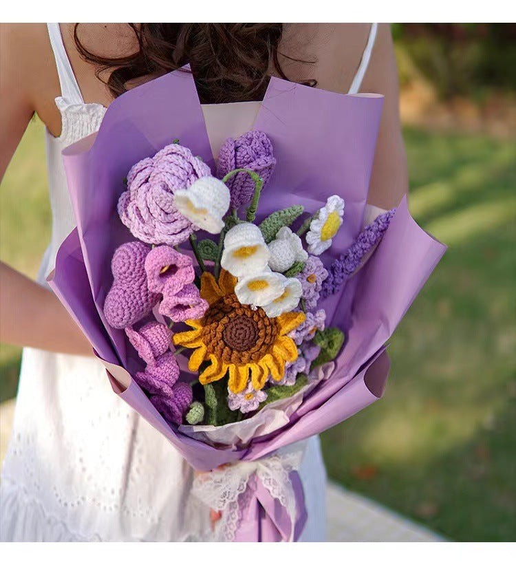 Hand-woven Sunflower Rose Bouquet FINISHED PRODUCT