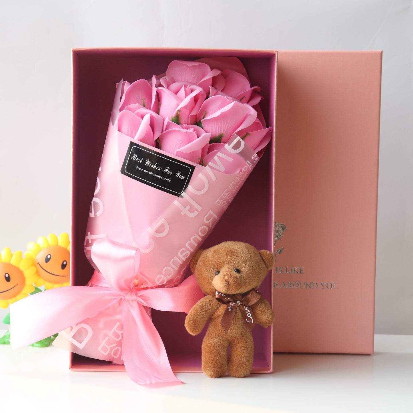 Teddy Bear Rose Bouquet Gift Box