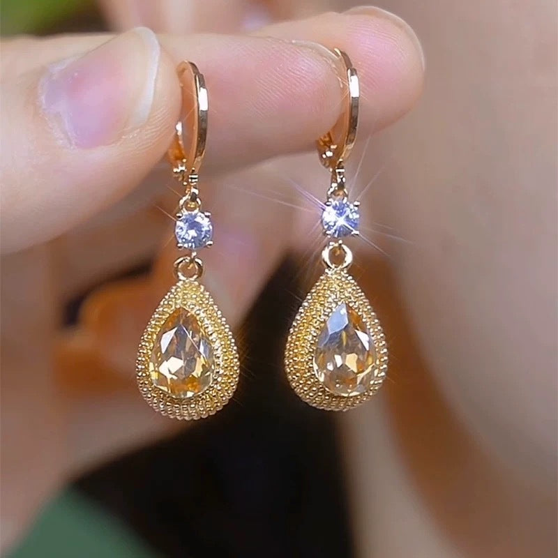 Fashion Purple Droplet Zircon Durian Earrings