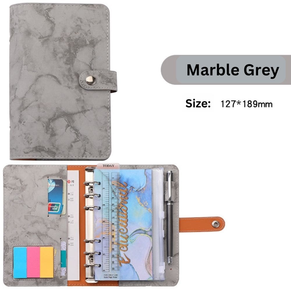 A6 Budget Binder - Marble Color with Button (11 colors)