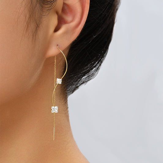 Simple And Long Earrings Korean Tzitzit With Micro-zircon