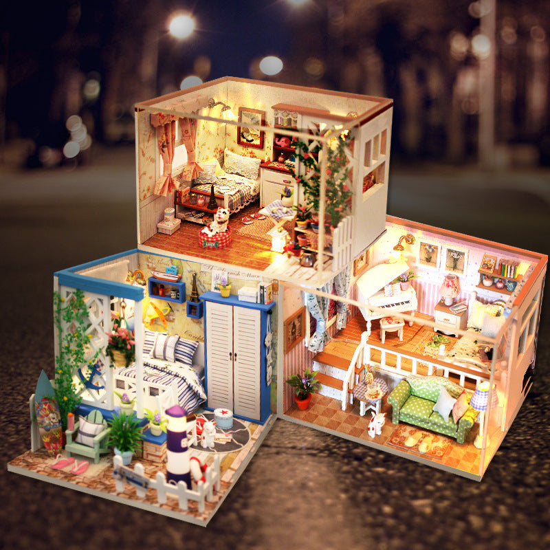 DIY Hand-made Assembled Cottage Child  Model House Girl Toy Villa Princess House Cabin