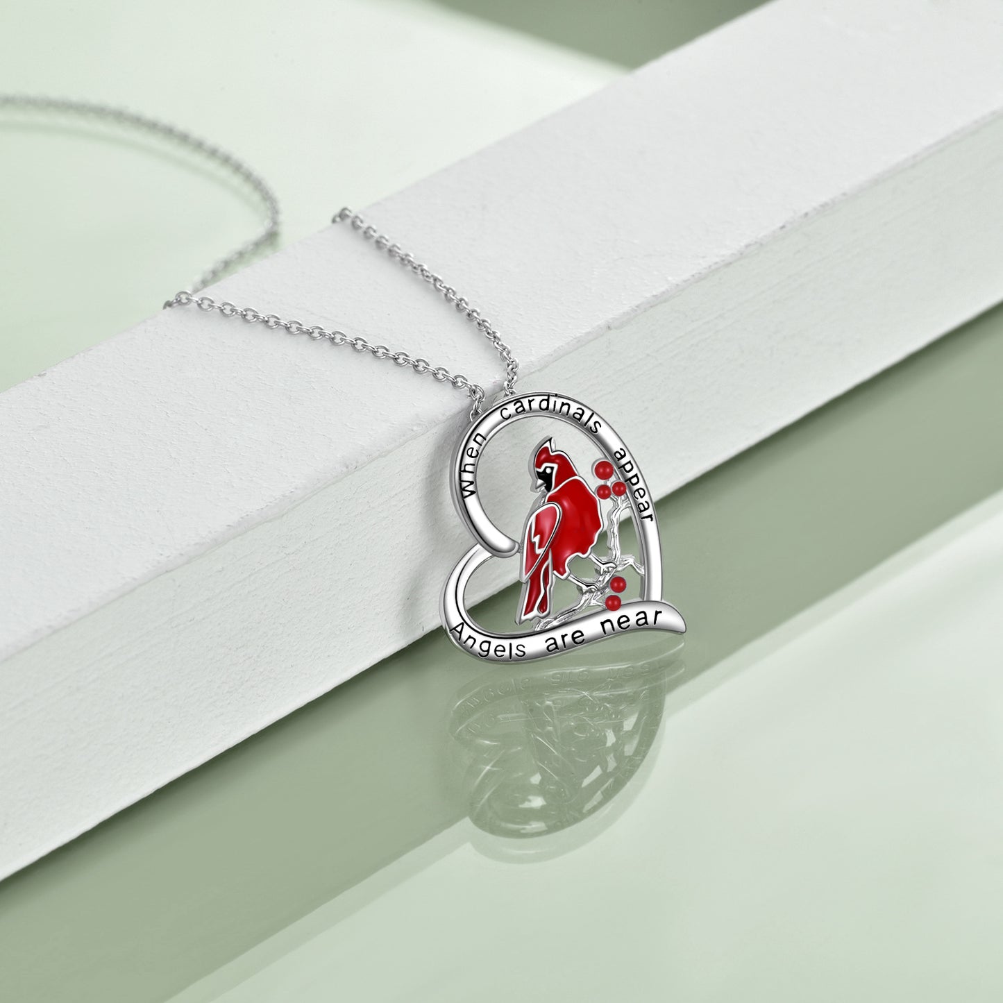 YFN Sterling Silver Red Cardinal Pendant Cardinal Jewelry (Gift Box included)