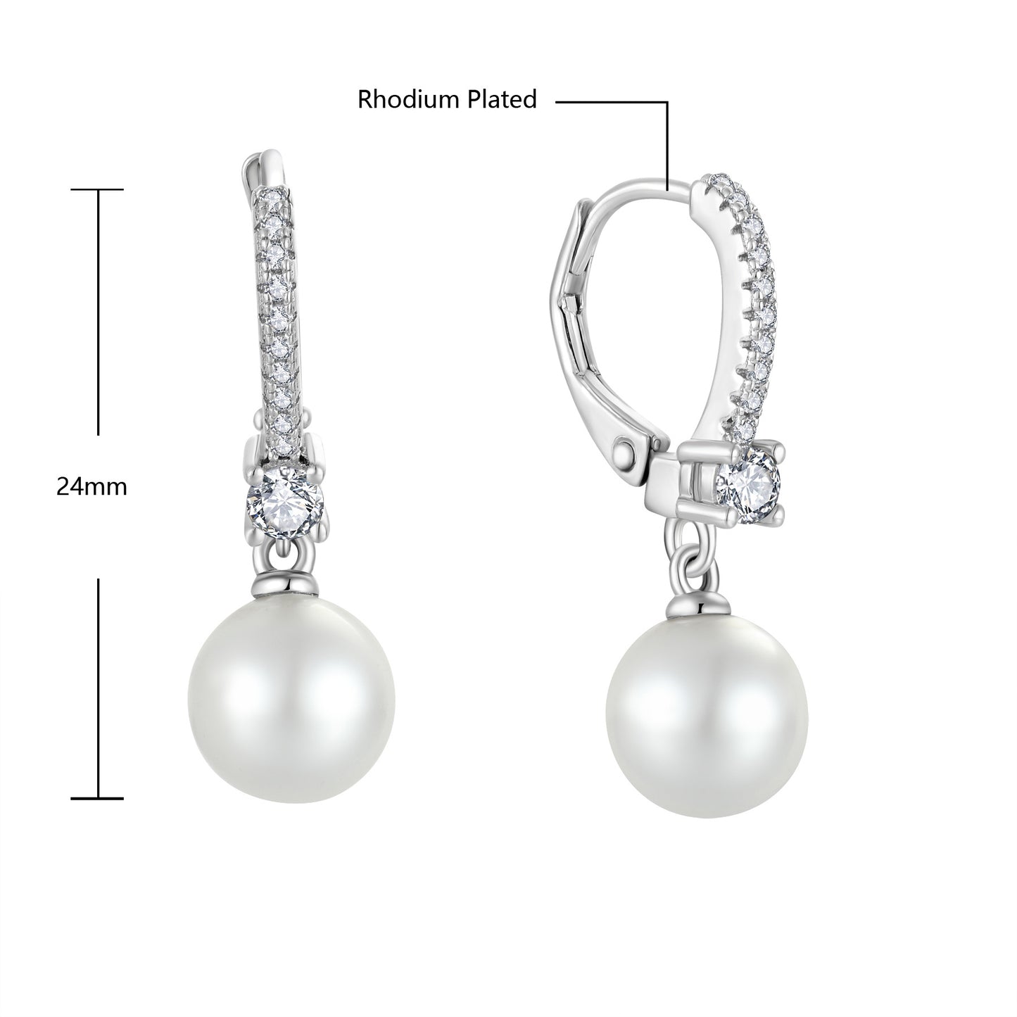 Women's Vintage Elegant Silver Pearl Zircon Earrings
