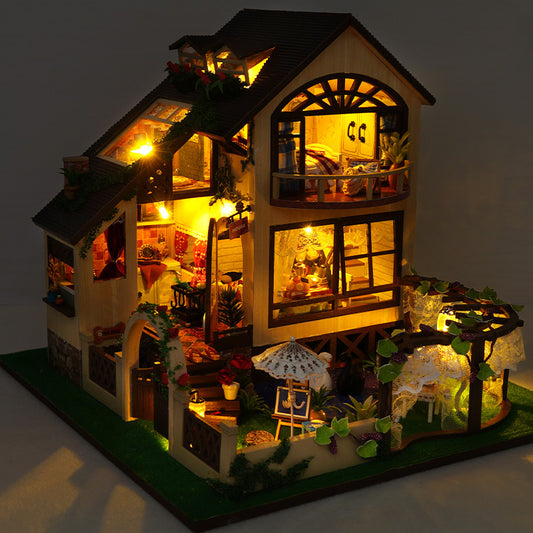 Modelos creativos en miniatura de juguetes pequeños de casa de madera