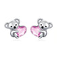 YFN 925 Sterling Silver Koala Bear Cute Animal Hypoallergenic Heart Crystal Earrings Jewelry (US only)