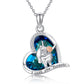 YFN 925 Sterling Silver Highland Cow Blue Crystal Heart Cow Pendant Necklace (US only)
