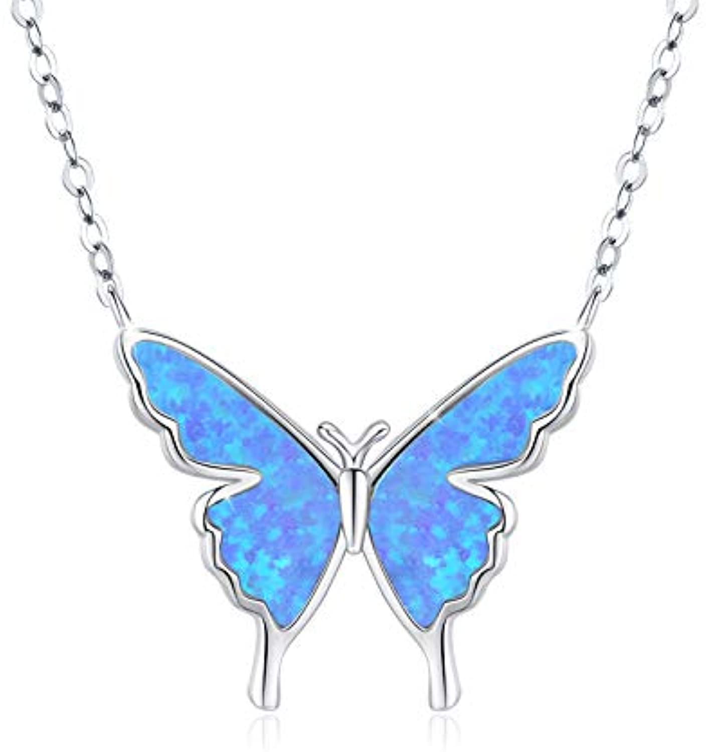 YFN S925 Sterling Silver Opal Butterfly Necklace