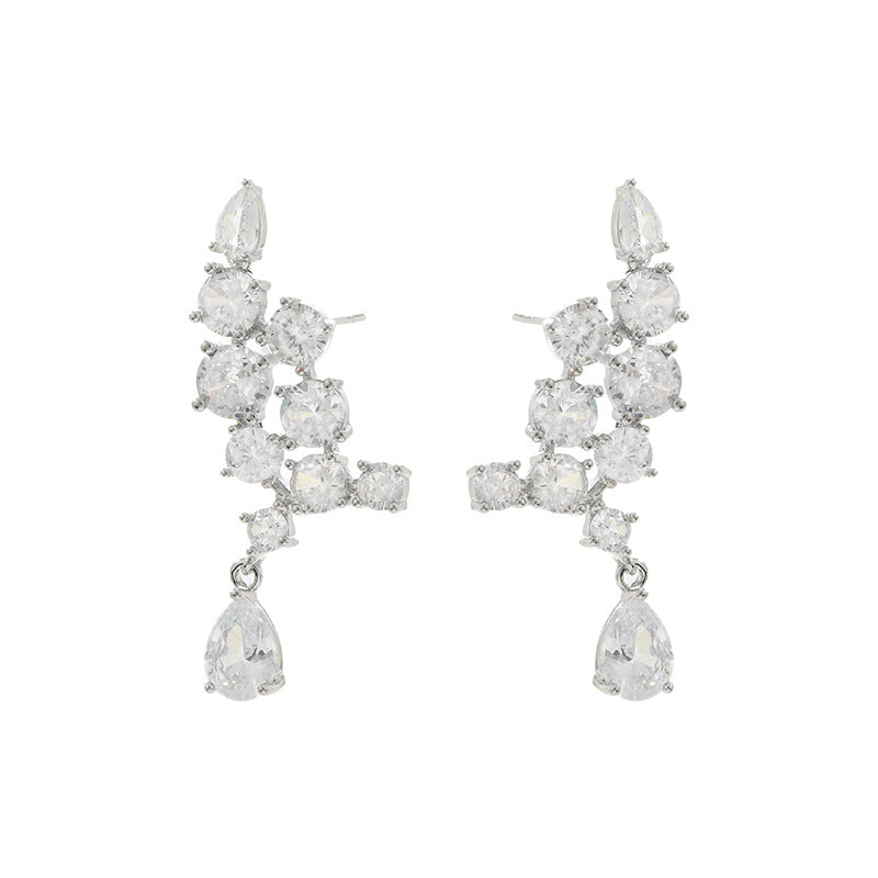 Micro Inlaid Zircon Super Shiny White Wings Stud Earrings