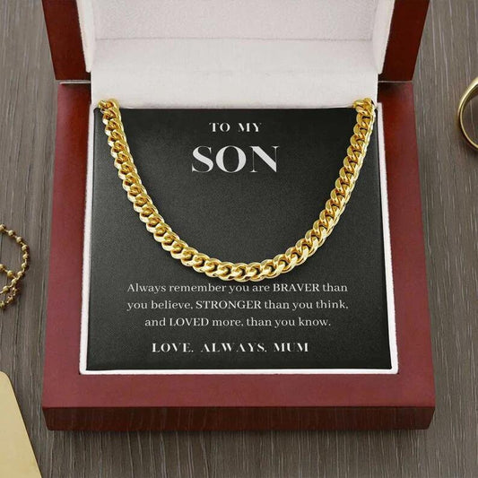 14K Single Circle Dense Chain Cuban Link Chain Men's Titanium Steel Necklace Bracelet Mother's Gift For Son