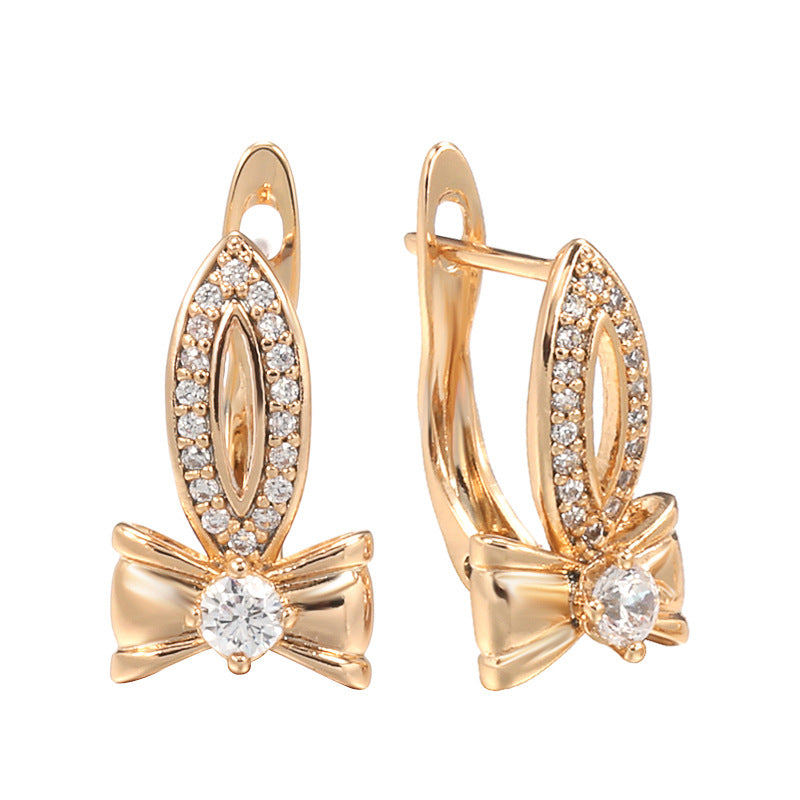 Ins Special-interest Design Copper Gold Plated Zircon Earrings
