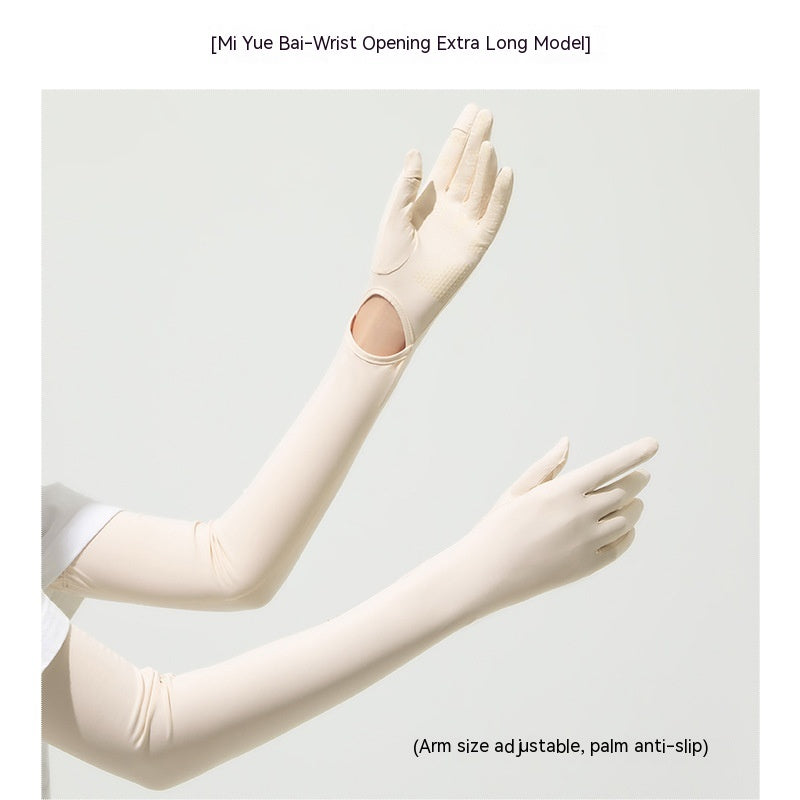 Ice Silk UV Protection Long Sleeves Breathable Women Gloves (ideal for allergic arms from scratching during sleep)