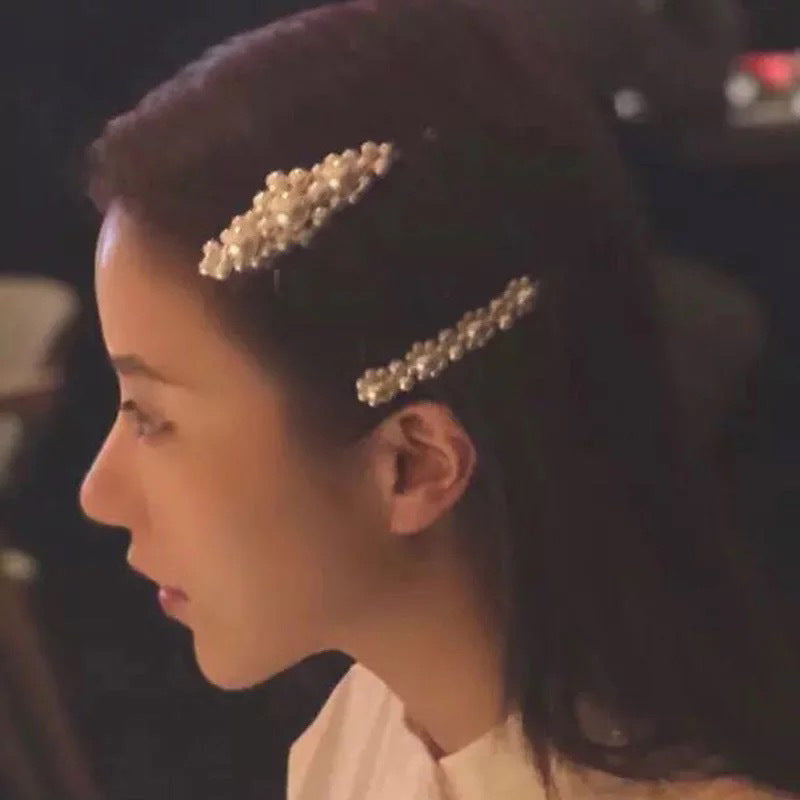 Flower Pearl Rhinestone Hair Clip female one character clip