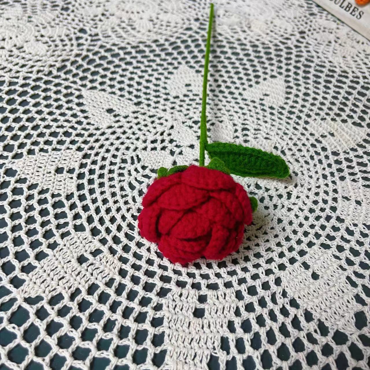 Milk Cotton Emulational Rose Flower Wool Knitted Fake Flower