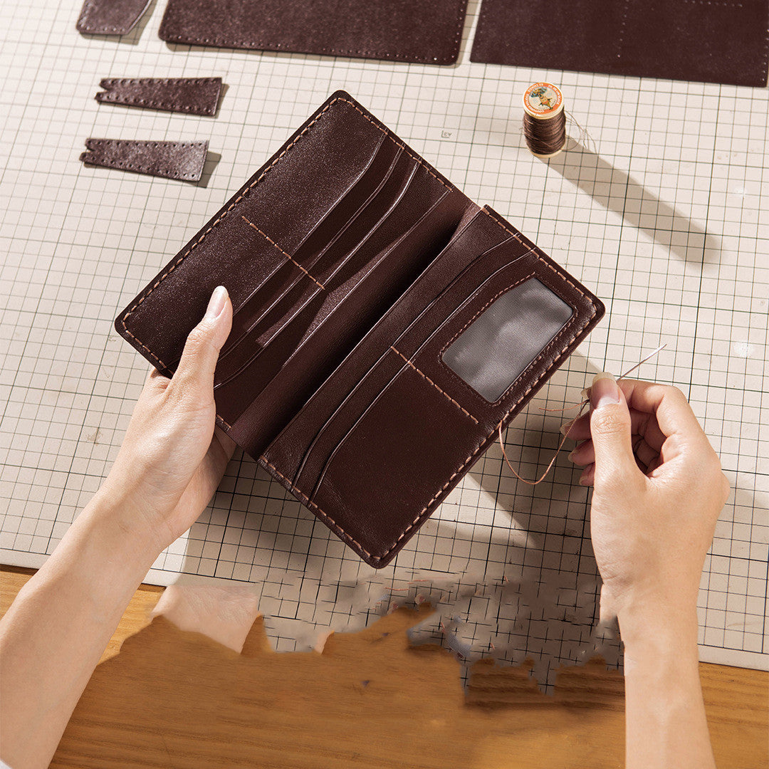 DIY Handmade Cowhide Long Wallet Material k