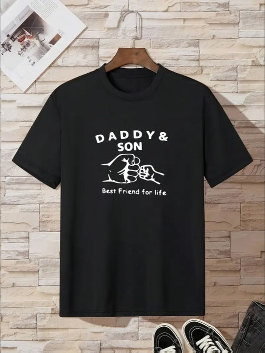 BOY'S  T-shirt "DADDY & SON"  Printed Short Sleeved Comfy Round Neck T-shirt