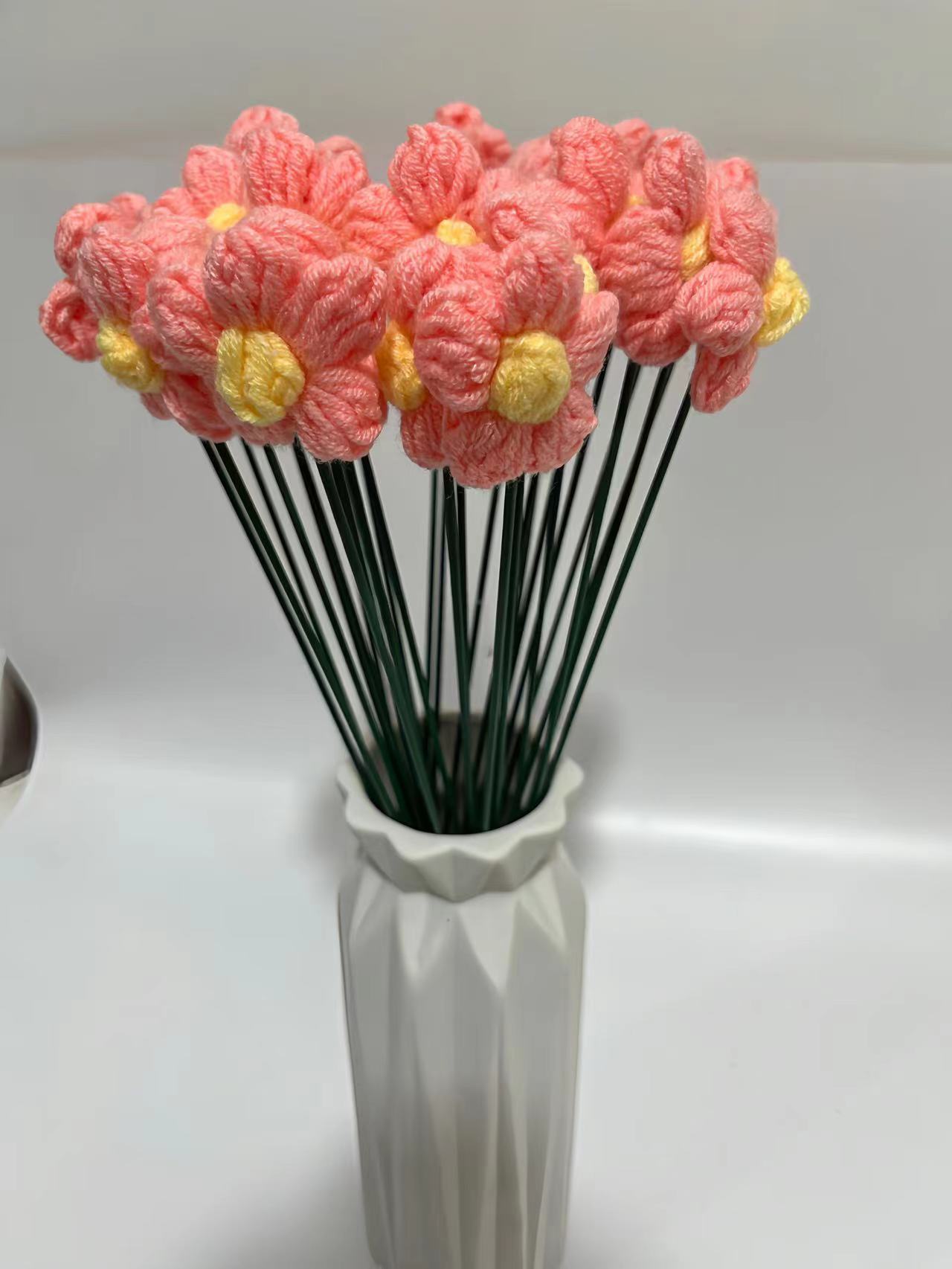 Milk Cotton Emulational Rose Flower Wool Knitted Fake Flower