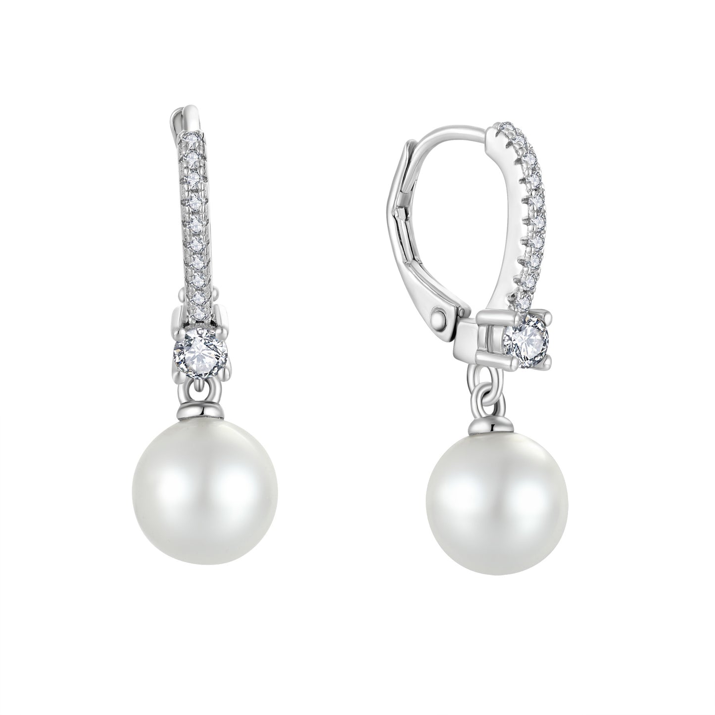 Women's Vintage Elegant Silver Pearl Zircon Earrings