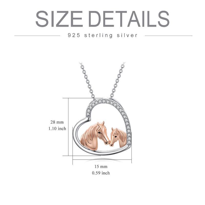 YFN 925 Sterling Silver Mama and Baby Horse Heart Mother Daughter Necklace for Women