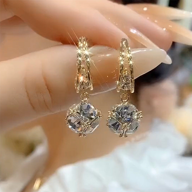Trendy Niche Design Zircon French Crystal Earrings