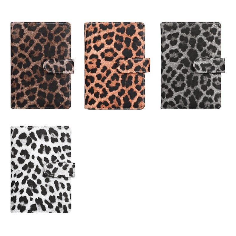 Carpeta económica A6 - Estampado de leopardo con botón (4 colores)