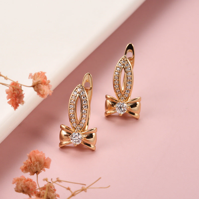 Ins Special-interest Design Copper Gold Plated Zircon Earrings