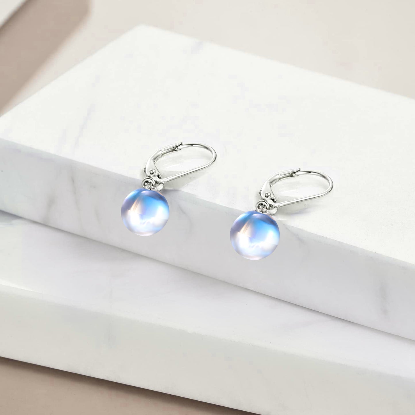 YFN S925 Sterling Silver Moonstone Drop Leverback Earrings Jewelry for Women