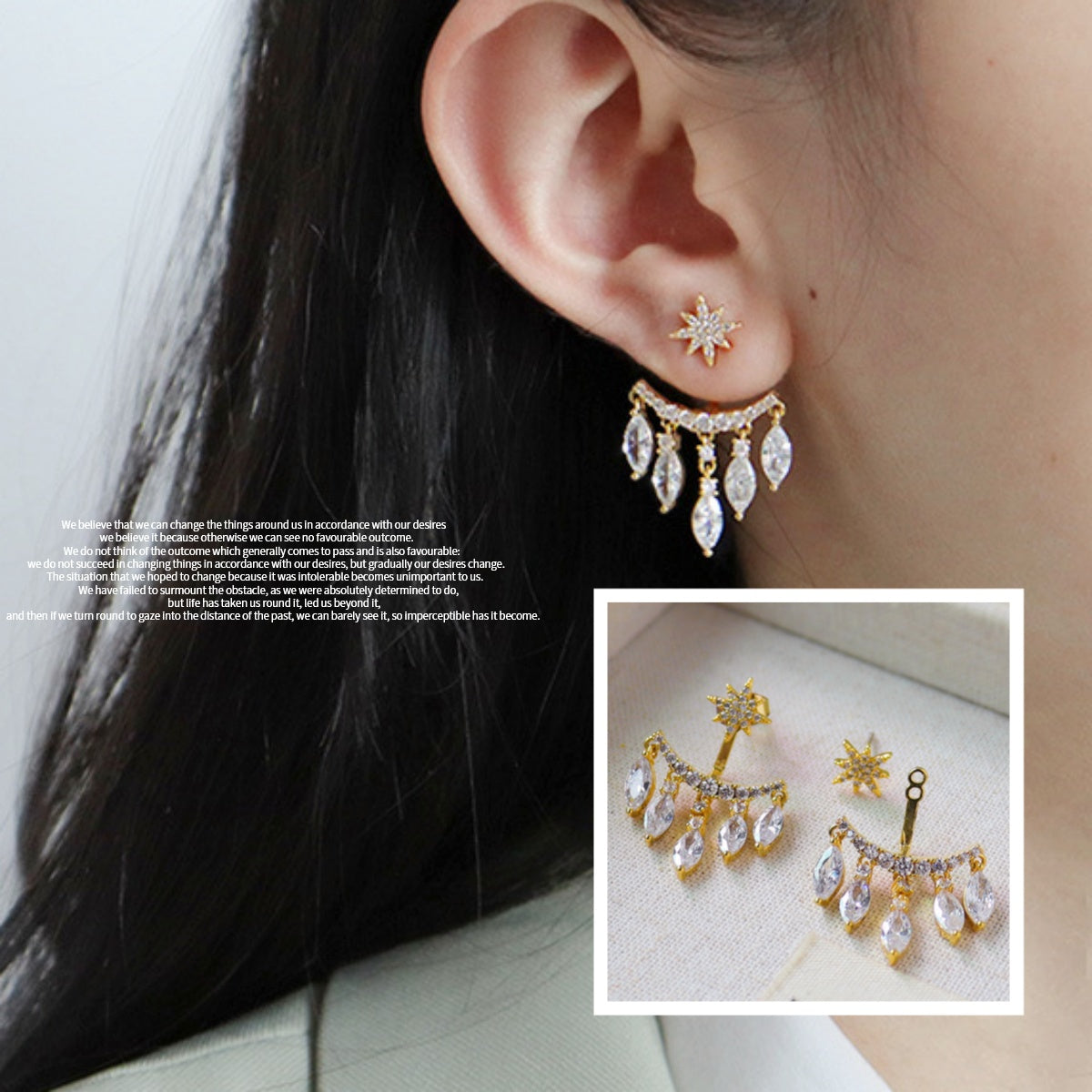 New Retro Eight Awn Star Zircon Earrings Fashion Pendant Stud for Party Gift