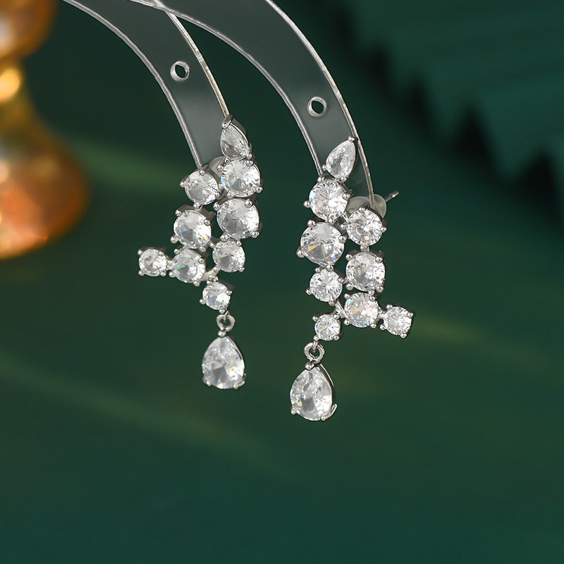 Micro Inlaid Zircon Super Shiny White Wings Stud Earrings