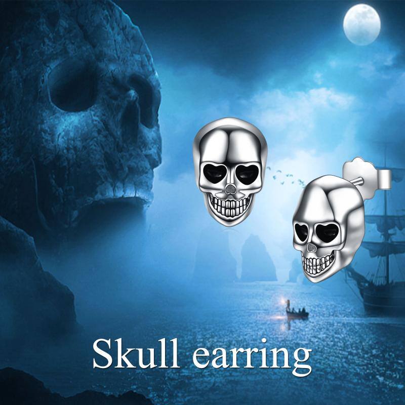 YFN Skull Stud Earrings Sterling Silver Gifts for Women / Girls / Friend (Gift box included)
