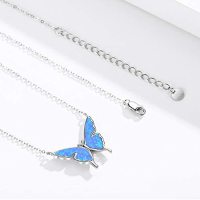 YFN S925 Sterling Silver Opal Butterfly Necklace