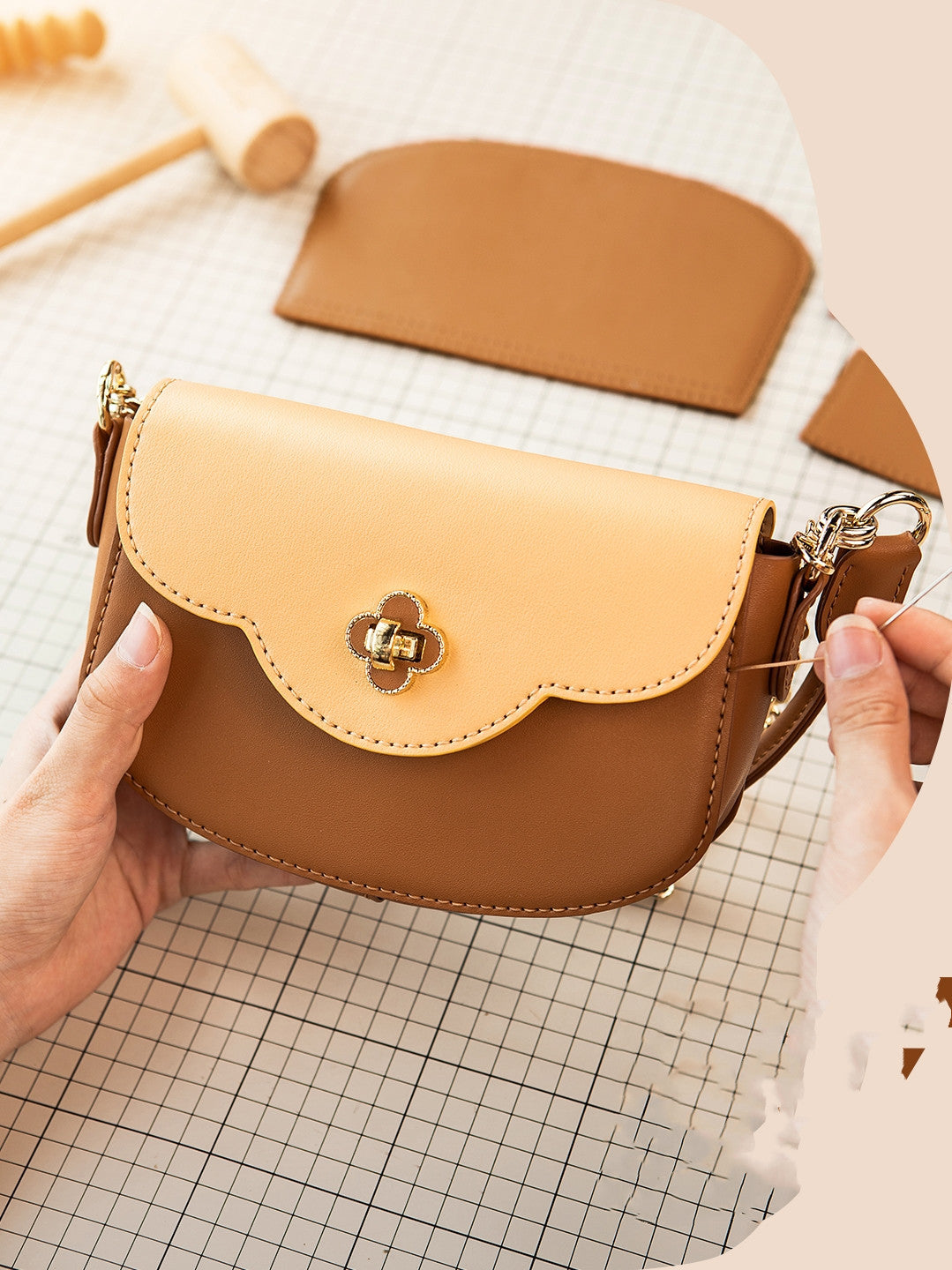 DIY Genuine Leather Handmade Crossbody Shoulder Bag Material Pack