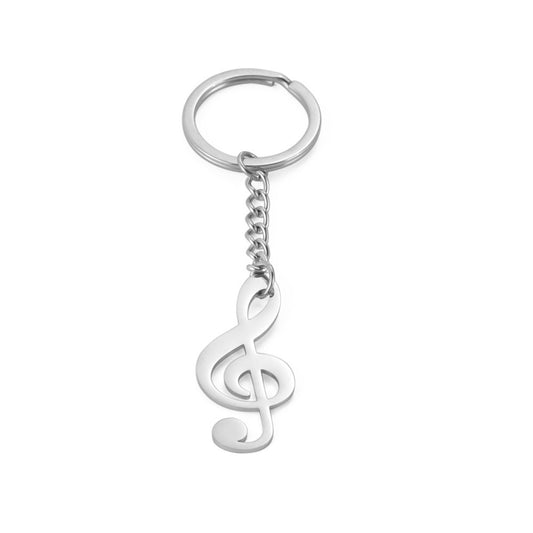 All-match Design for Music Lover or Student Note Pendant Stainless Steel Key Ring