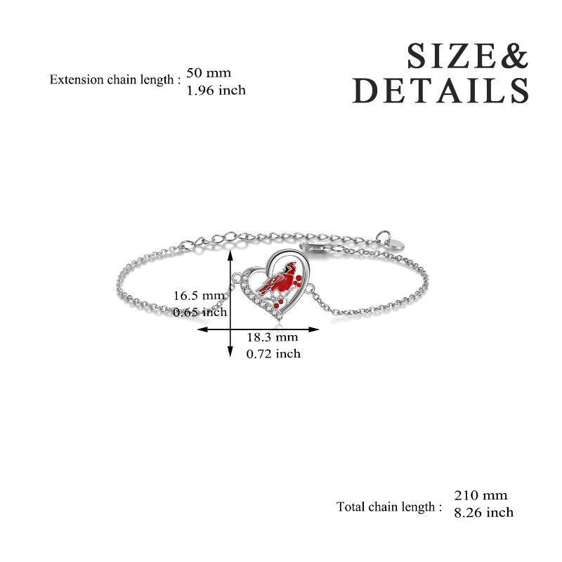 YFN Red Cardinal Heart Shaped Zircon Sterling Silver Anklet Jewelry Gift for Women (US only)