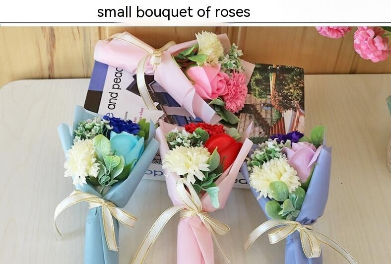 Rose Carnation Soap Bouquet Gift Box