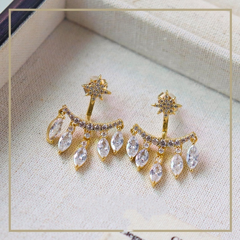 New Retro Eight Awn Star Zircon Earrings Fashion Pendant Stud for Party Gift