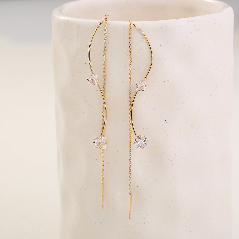 Simple And Long Earrings Korean Tzitzit With Micro-zircon