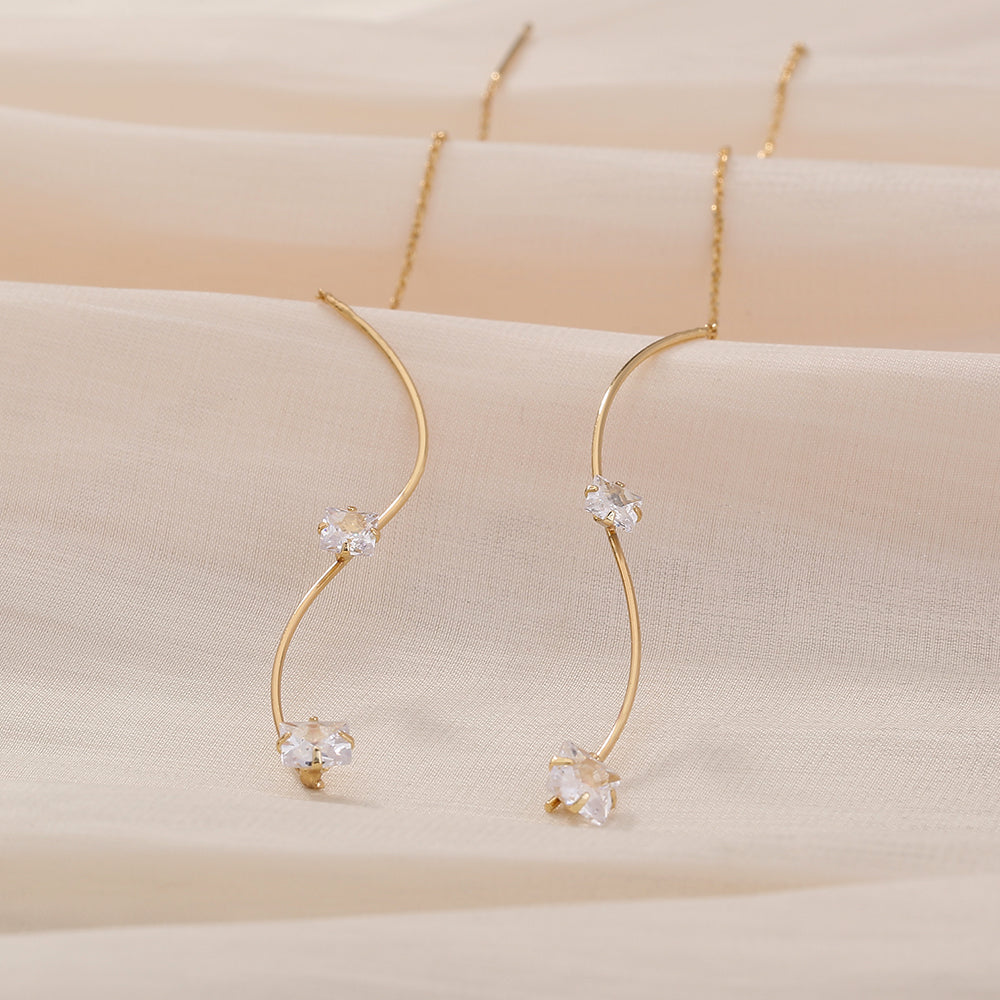 Simple And Long Earrings Korean Tzitzit With Micro-zircon