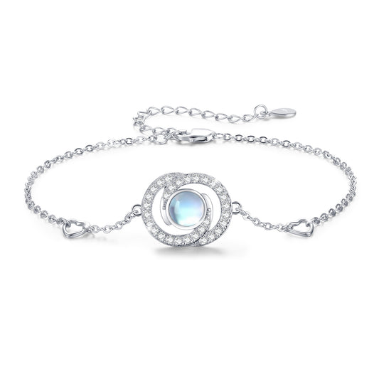 YFN Sterling Silver Moonstone Infinity Symbol Heart Link Bracelet for Birthday Christmas (US only)
