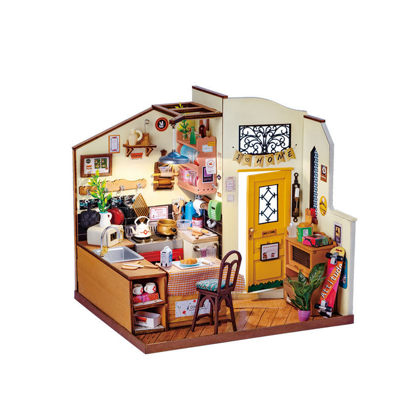 DIY Cottage Happy Kitchen Miniature Small House Creative Hand-assembled Doll House Model Toy Children