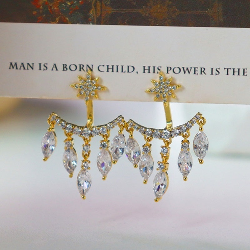 New Retro Eight Awn Star Zircon Earrings Fashion Pendant Stud for Party Gift