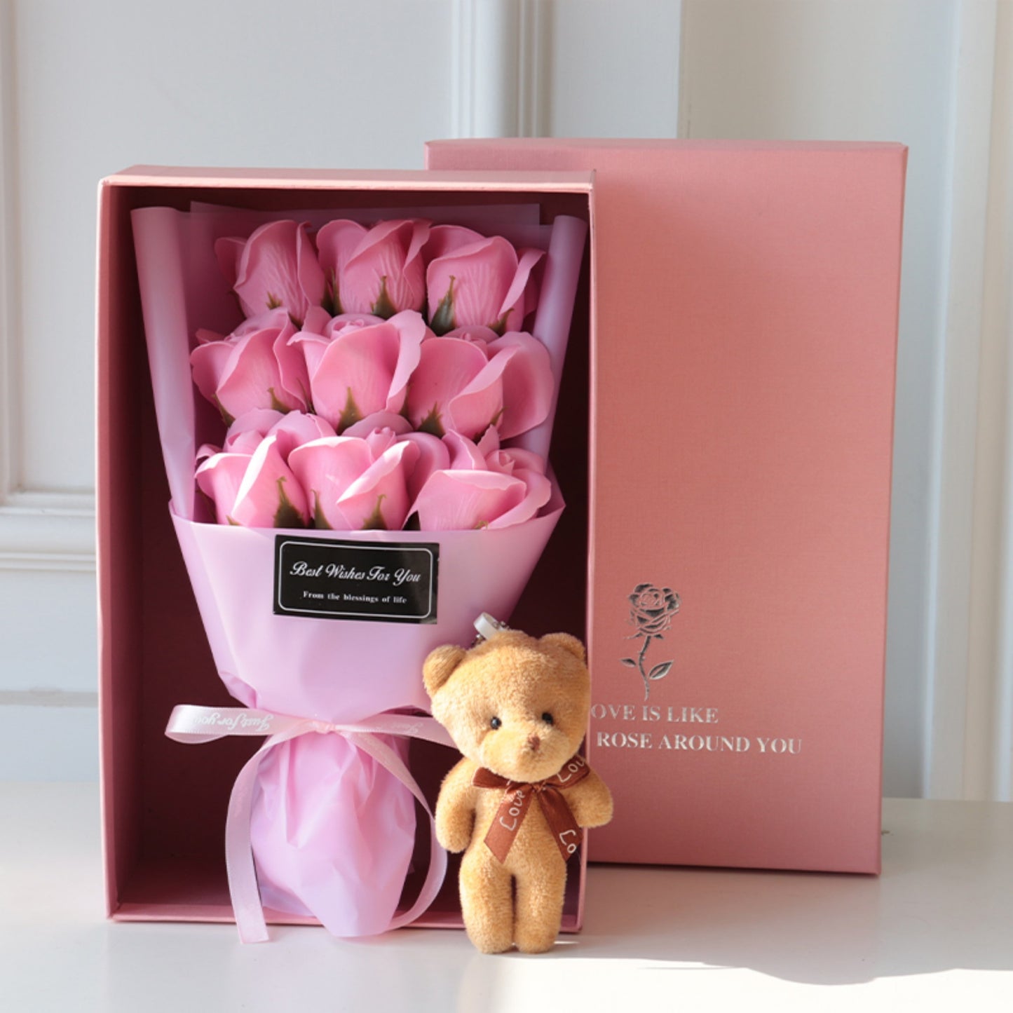 Teddy Bear Rose Bouquet Gift Box