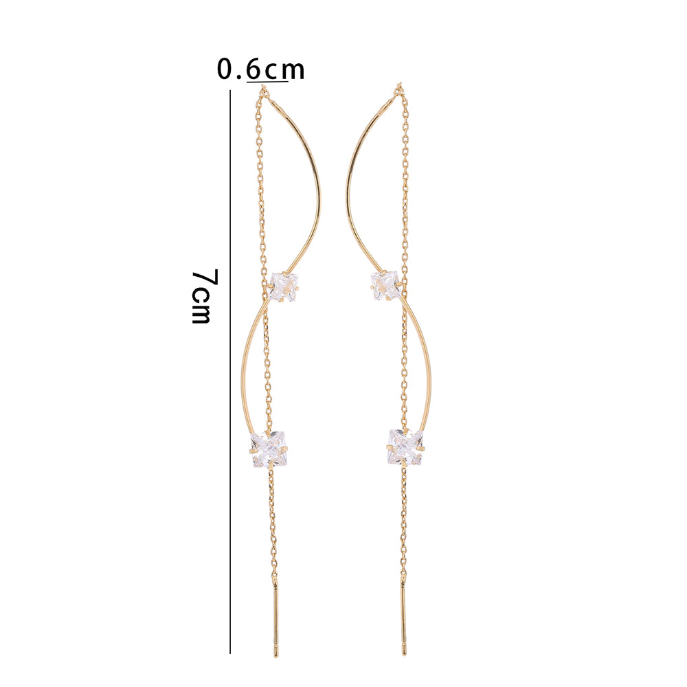 Simple And Long Earrings Korean Tzitzit With Micro-zircon