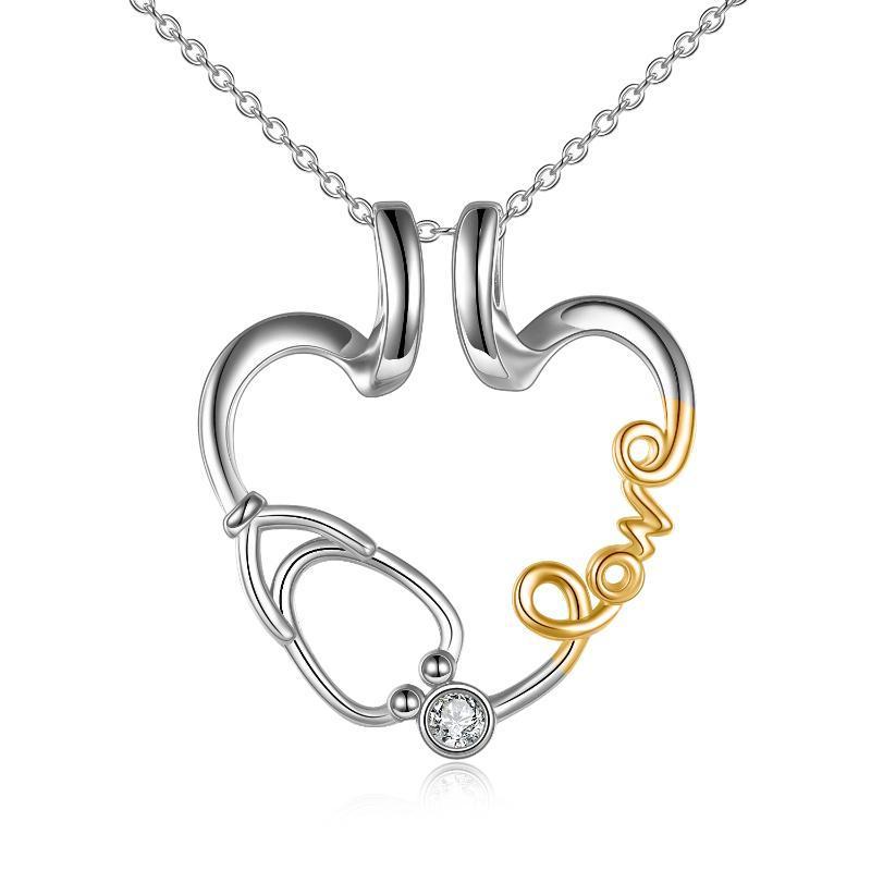 YFN Ring Holder Pendant Necklace Love Nurse Stethoscope Jewelry Gift