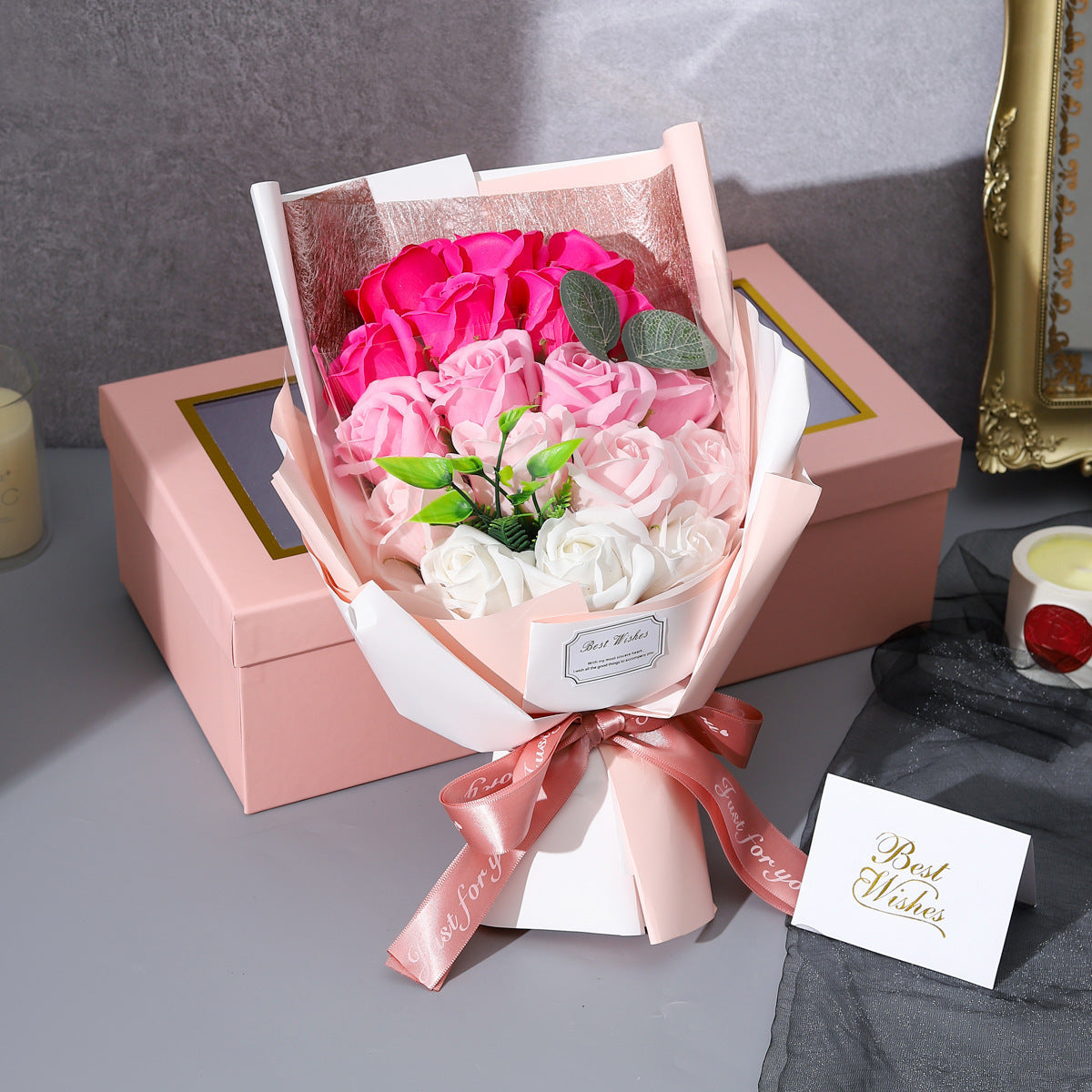 18-Piece Rose Soap Bouquet Gift Box