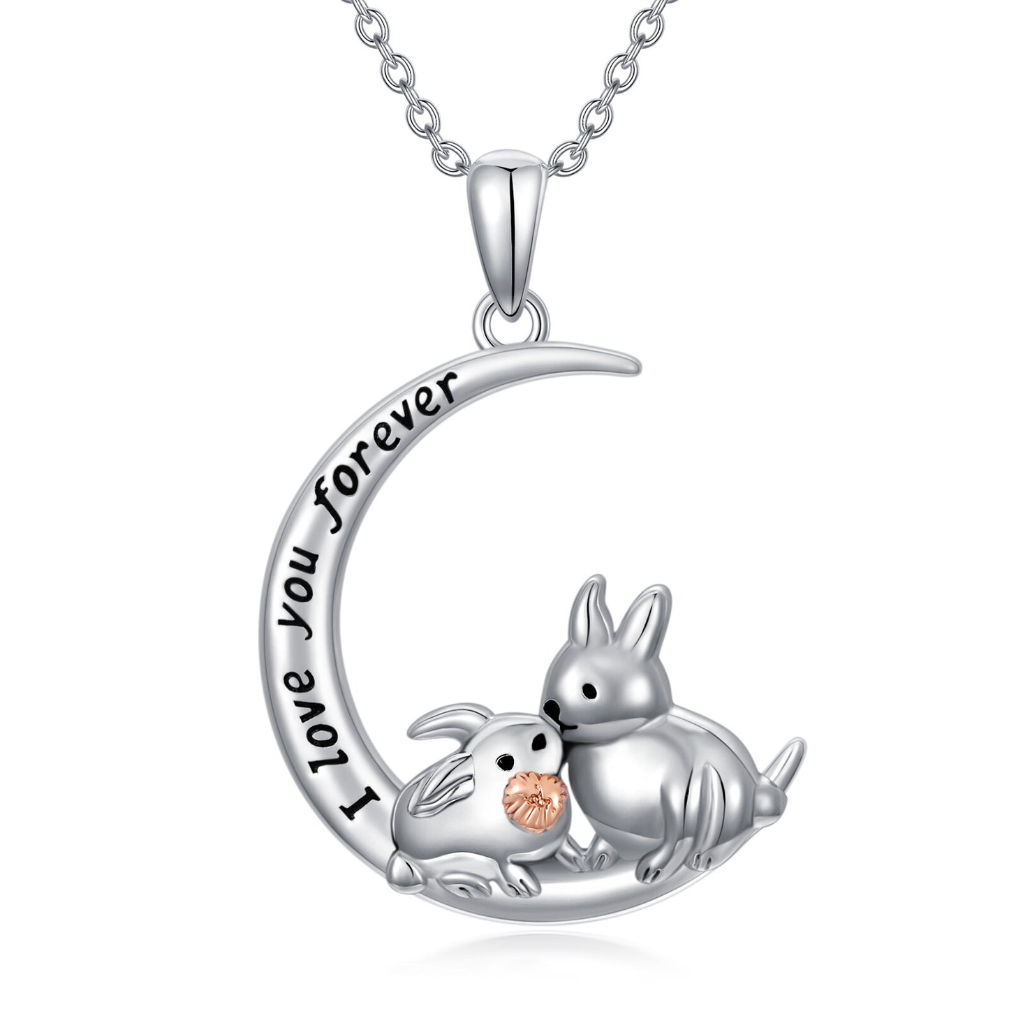 YFN S925 Bunny Necklace Engraved "I love you forever" (Gift box included)