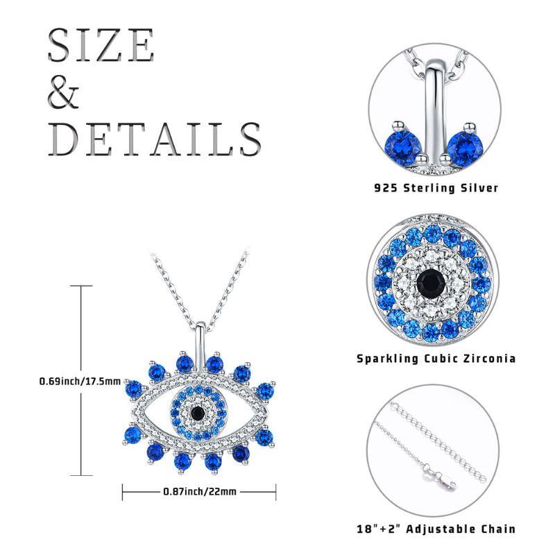 YFN Sterling Silver Evil Eye Lucky Blue Eye Pendant Necklaces (Gift Box included)
