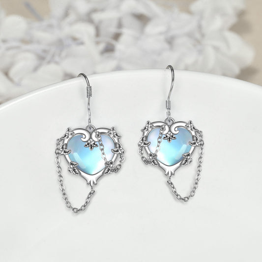 YFN Witches Heart Moonstone Earrings 925 Sterling Silver Jewelry for Women (US only)