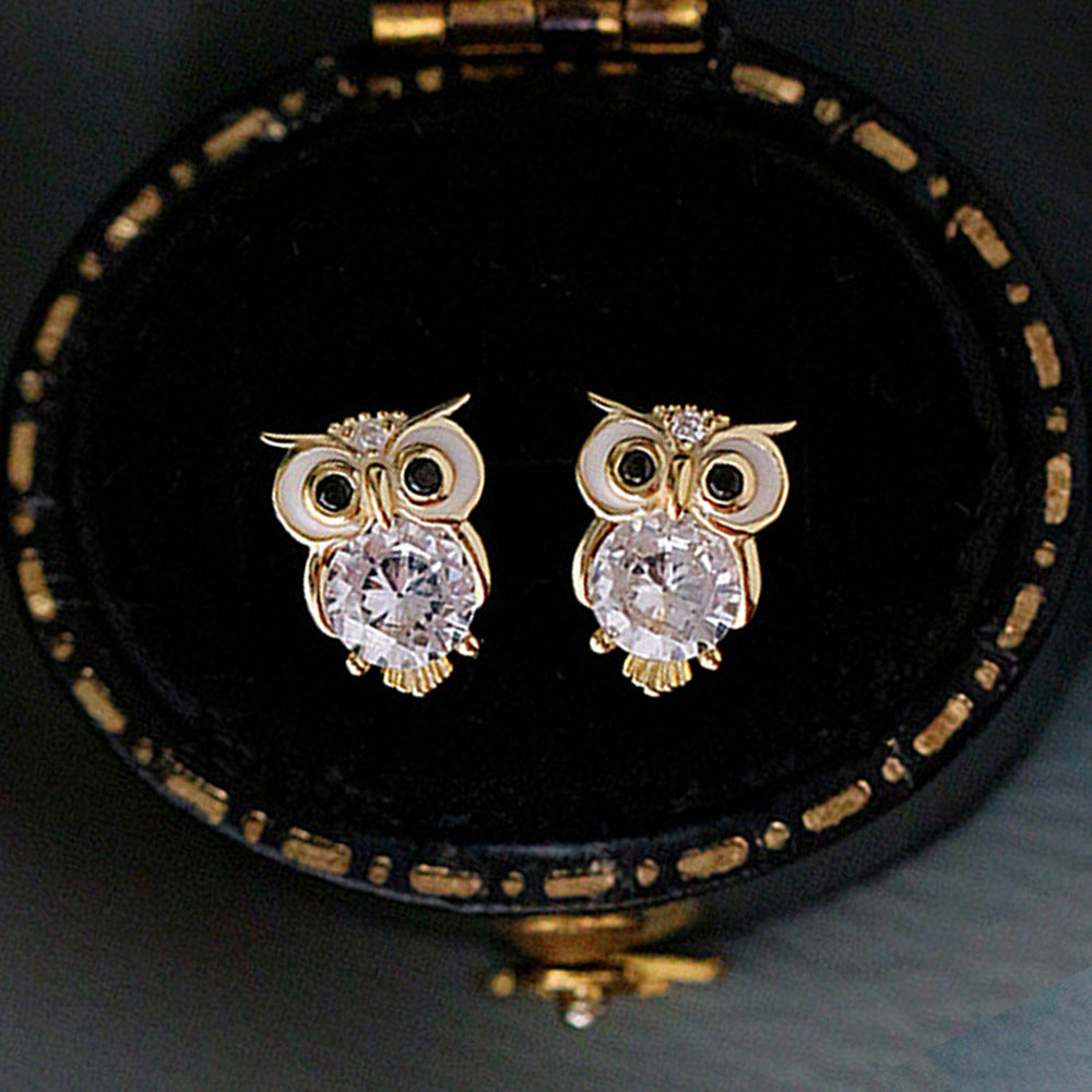 Cute With Diamonds Zircon Owl Stud Earrings