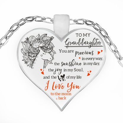 grandparent "to my granddaughter" cute unicorn heart-shaped inspirational necklace to granddaughter "you are precious"